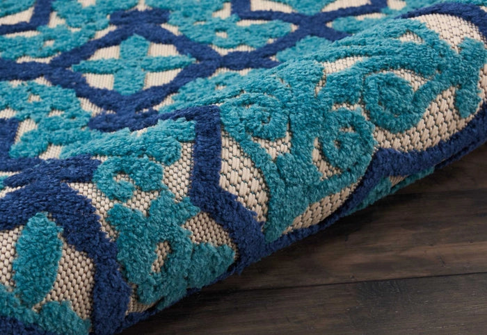 Nourison Aloha ALH14 Dark Blue and Ivory