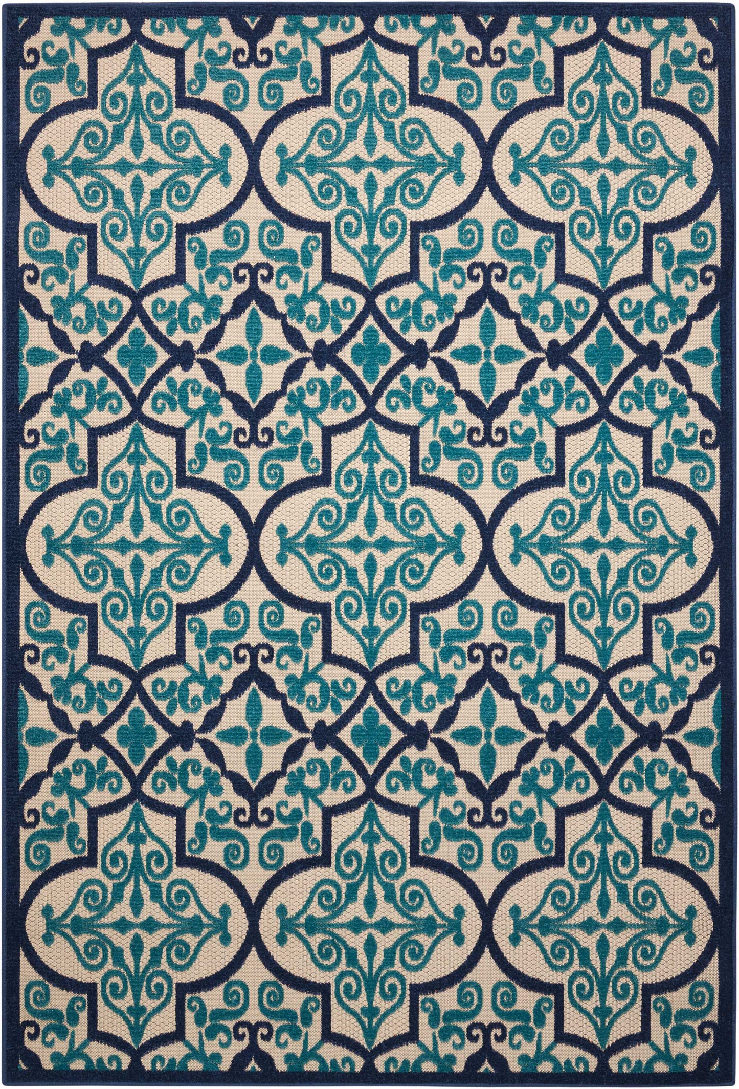Nourison Aloha ALH14 Dark Blue and Ivory